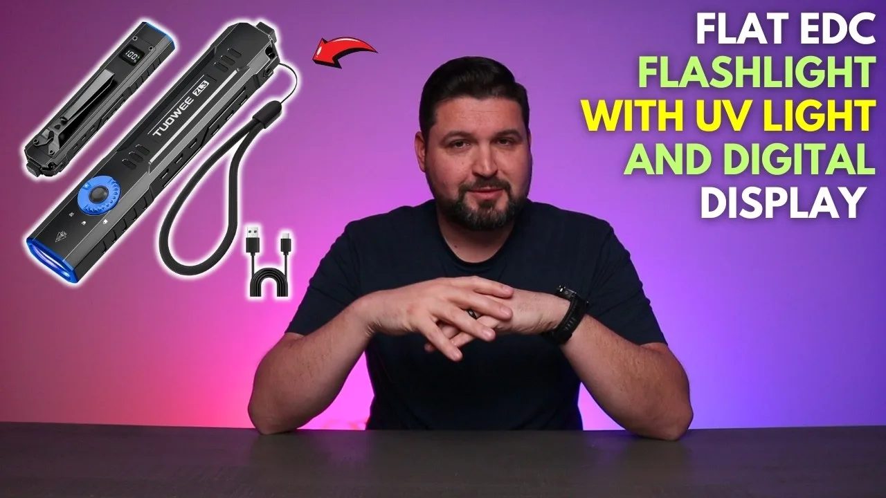 Flat EDC Flashlight with UV Light and Digital Display